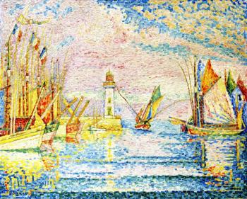 (image for) Handmade oil painting Copy paintings of famous artists Paul Signac's painting, The Lighthouse, Groix